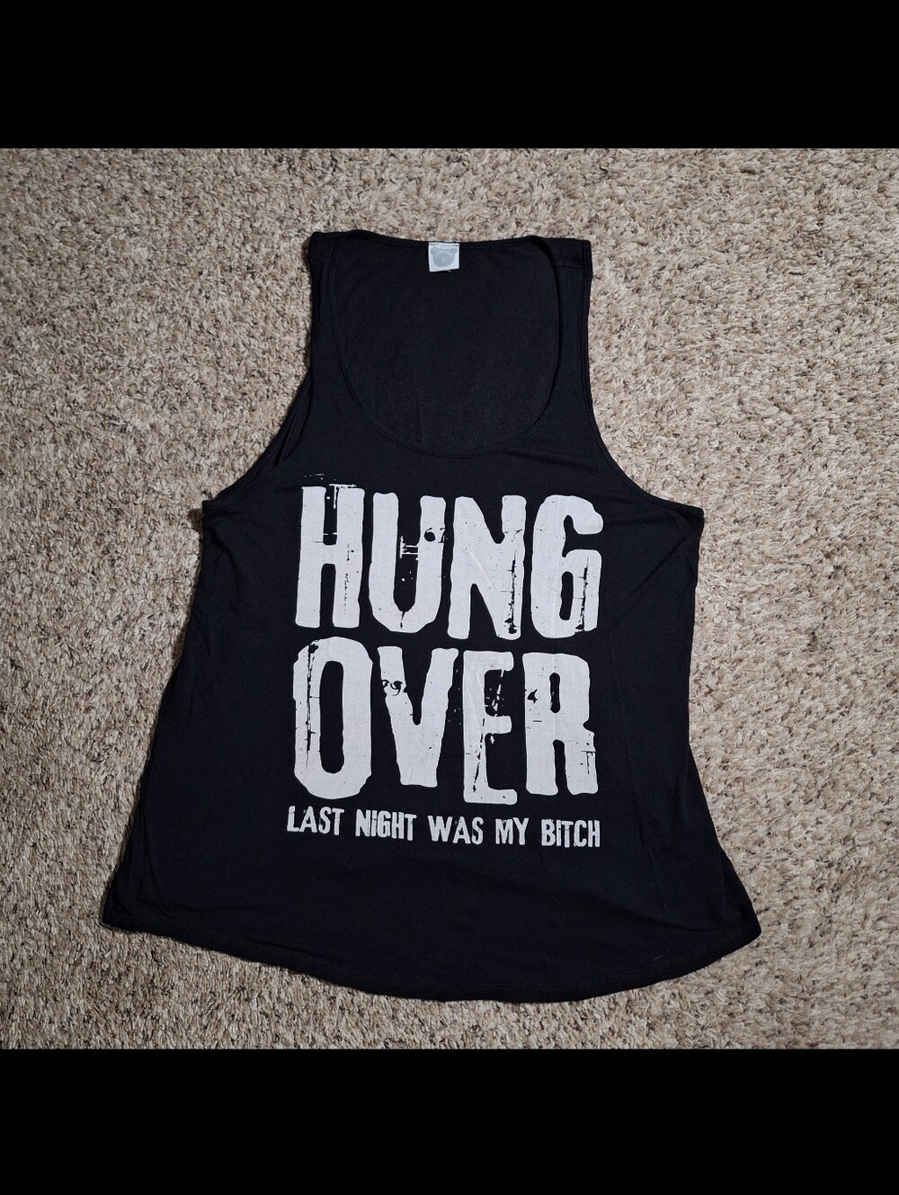 Color Bear Black "Hung Over" Graphic Racerback Tank Top Size L